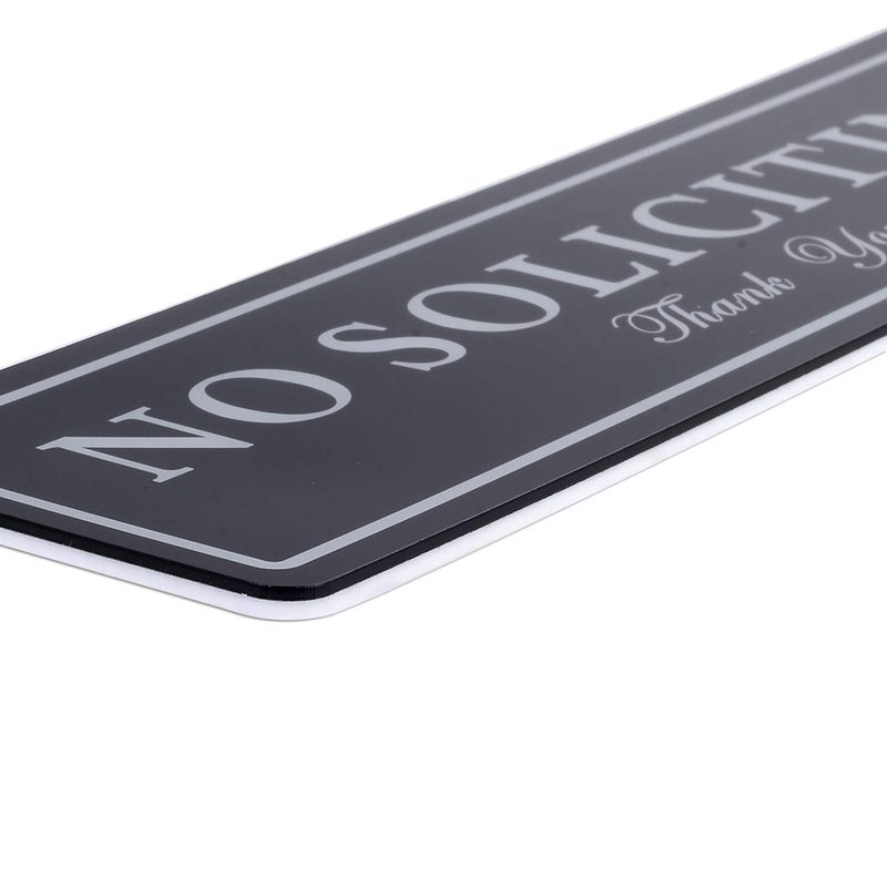 Kichwit No Soliciting Sign with Magnets on The Back, 8.7 x 2.3 Inches, No Soliciting Magnet for Door, Keeps Unwanted Visitors Away, Double Sided Adhesive Included (Black) - Image 3